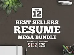 畅销书简历Mega Bundle简历模板简历设计微软word简历求职信推荐信elegent pro简历diy简历模板2页简历2页简历简历模板交易包