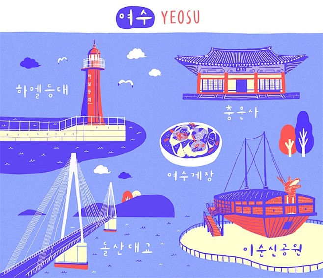 世界名胜古迹现代建筑旅游指南插画地图海报
