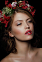 Woman Wearing Red Floral Headdress