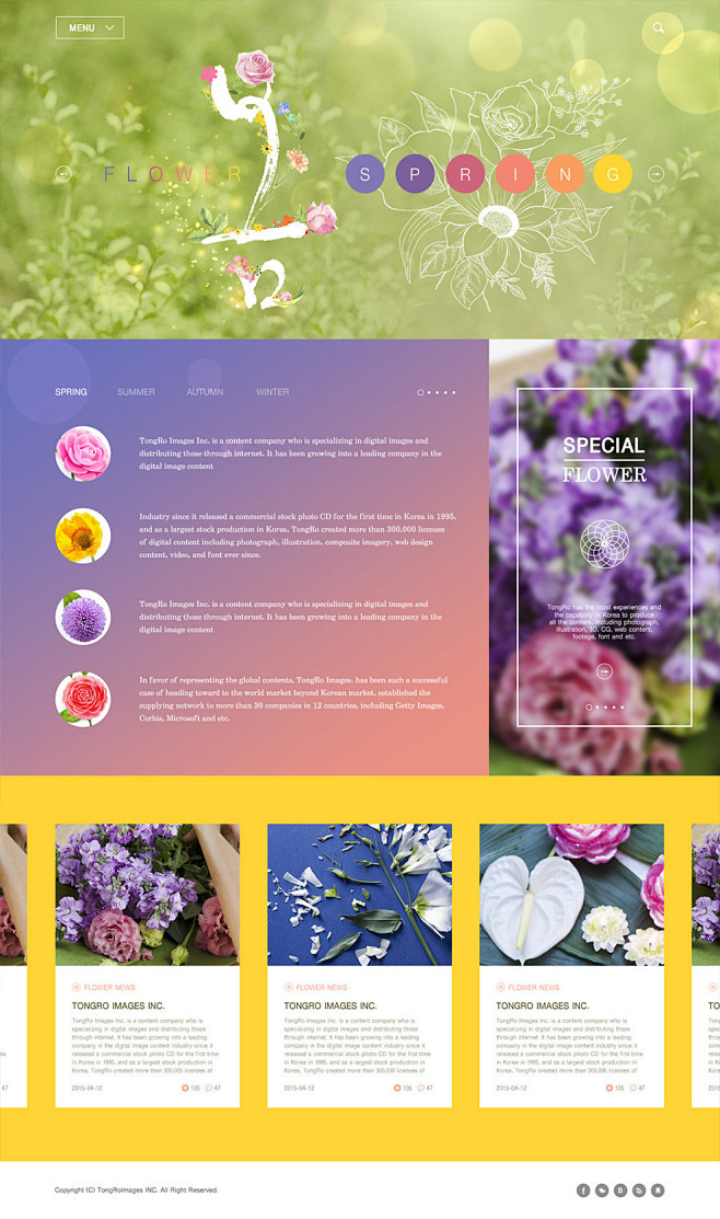 春季鲜花介绍宣传官网首页PC端移动端网页...