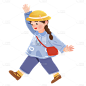 手绘风-人物插画贴纸-女孩