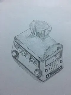 公交车抽纸盒手绘