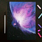 彩铅笔和色粉画出的星空 | 插画师 Joshua Dansby ​​​​ #艺术范# ​