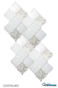 Crisp white frosted and clear glass tile and marble entwined in this arabesque Moroccan tile. Makes a divine arabesque backsplash! Clover Arabesque Blanco Mosaic Glass Tile: 
