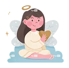 天使的翅膀—云上微笑的女孩抱着心，天使般的