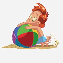 沙滩玩球的男孩高清素材 户外 玩耍 运动 免抠png 设计图片 免费下载