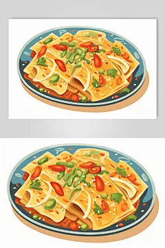 AI数字艺术美味的烤冷面插画-众图网