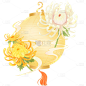 重阳节通用金色菊花贴纸