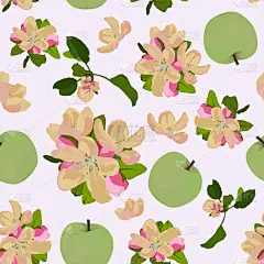 花朵,苹果树,四方连续纹样,华丽的,浪漫,海棠,壁纸,植物群,樱桃,现代