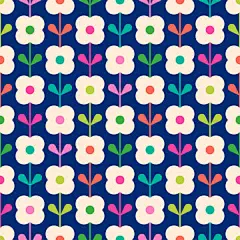 点击来源直接获取大图文件 |色彩鲜艳的简单几何花卉无缝图案背景。