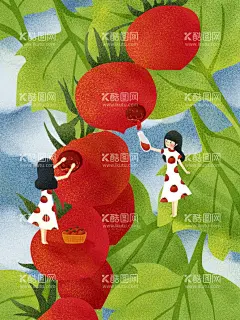 水果插图海报  - 源文件下载【酷图网】水果,插图,美食,海报,人物