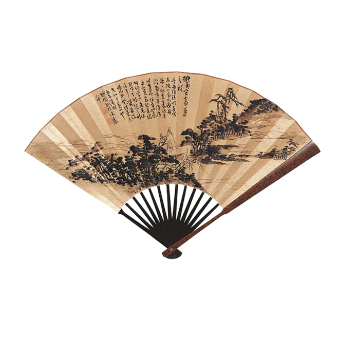 水墨山水工笔画折扇