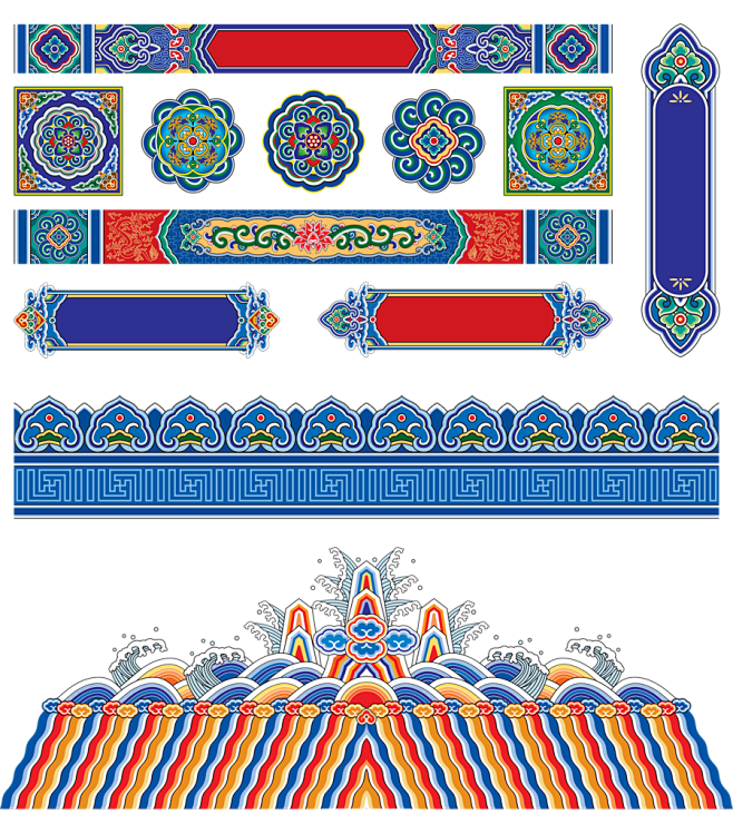 中国风 花纹 图案 彩色纹路 png