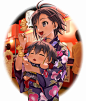 夏祭りまこりん/ねこぷちのイラスト