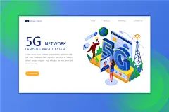 科技202001818 5G科技产品手绘矢量插画设计科技感矢量素材AI绘画-淘宝网