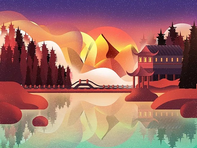 扁平渐变插画