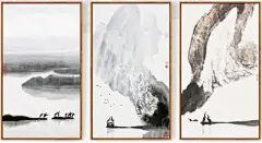 水墨烟云 中式禅意客厅装饰画沙发背景墙挂画餐厅玄关墙壁样板房-tmall.com天猫