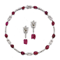 Lot 515 - RUBY AND DIAMOND DEMI-PARURE, CARTIER, CIRCA 1925