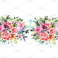 无缝的边界。水彩的黄色花朵。花的贺卡。婚礼请柬设计与绘图鲜花。