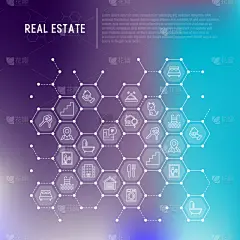 概念,六边形,房地产,宠物,公寓,Rent,房屋,食品,淋浴