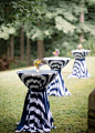 Backyard Rehearsal Dinner | The Event Group | Pittsburgh, Simple Elegance, Preppy, Navy and White, Striped Linens, Sunflower Centerpieces: 