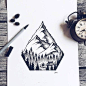 山水风景图片简笔画，针管笔画出来的风景（18张） - 高光网