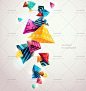 428号立体3D几何三角圆球立方体时尚海报背景EPS设计矢量AI素材-淘宝网