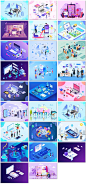 商务办公工作合作电脑2.5d立体商业商务插图插画海报设计模板素材