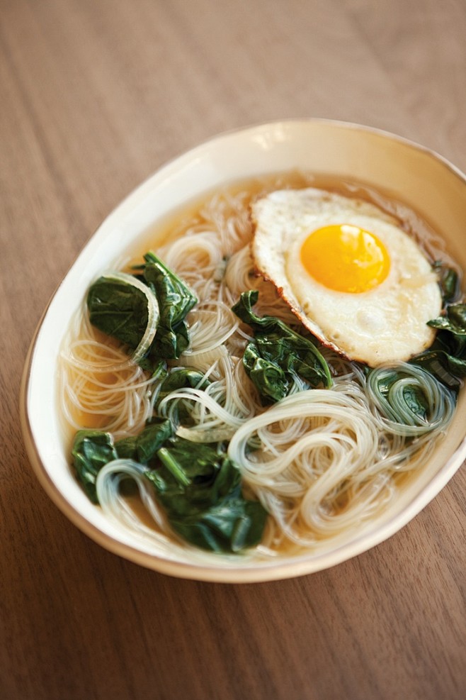 Spinach noodle soup ...