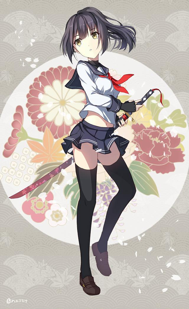 喜欢这种人设水手服武士刀日本动漫中开挂战斗少女大家看过漫画或动画