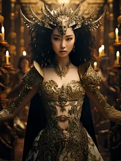 AI华丽女王角色造型设定素材 影视游戏人物概念设计 插画临摹图-淘宝网