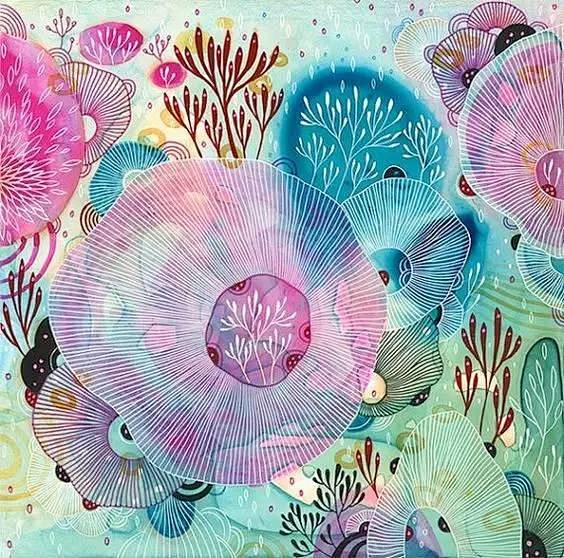 手绘插画点线面浪漫色彩迷人的生命之线75艺术赏析75来自澳大利亚