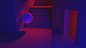 General 3840x2161 render Blender architecture blue light red light concrete blue red minimalism material minimal stairs neon CGI abstract digital art