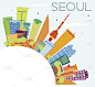 城市天际线,首尔,建筑外部,留白,彩色图片,商务,城市生活,旅途,景观设计,云