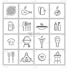 符号,烤肉架,轮廓线画,格子烤肉,绘画插图,古典式,膳食,组物体,传单,辣椒