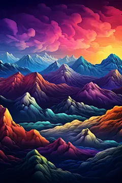 手绘唯美精致山水插画背景图