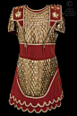 Breastplate red woolen cloth trimmed with scales, stars and vegetal elements to form copper metal.