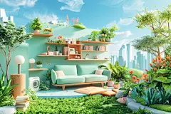 C4D家居电商建模户外场景