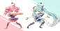 miku＆重音 TETO~  「ｻﾞｯ…」  Pixiv ID：58473129  にわ子（可放大）