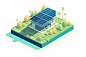 现代电源太阳能光伏板海上场景新能源插画