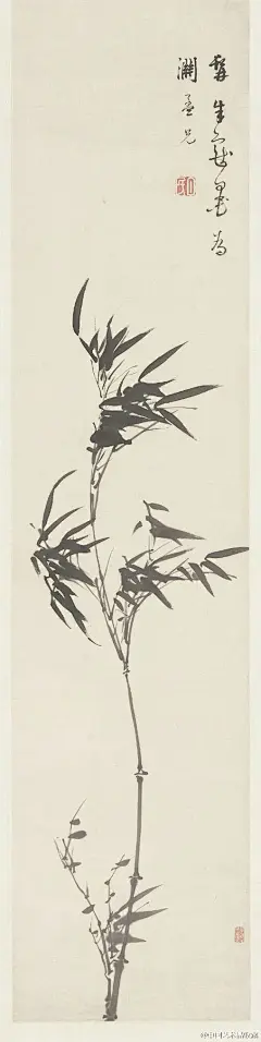 【 明 朱鹭 《墨竹图》 】立轴，纸本，113×51.8cm，上海博物馆藏。 竹，直立挺拔，千姿百态，四季常青。历代骚人墨客写竹、吟竹、种竹，与竹为伍，青睐有加。竹超凡脱俗，且不畏严寒，与松树、梅花并称为“岁寒三友”，又与梅、兰、菊一起号称“四君子”，成为中国绘画的传统题材。墨竹之画法起于唐代，是中国文人画的重要题材之一，据北宋编撰的《宣和画谱》记载，墨竹早在宋代就列入十门画科。我国历代画竹名家辈出，明代朱鹭就是其中较有成就的一位画家。
　　朱鹭（1553—1632），初名家栋，字白民，别号西空老人、西安
