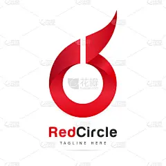 摘要红丝带圈标志用于品牌商业公司。名片的设计元素模板标识。矢量圆形图标。