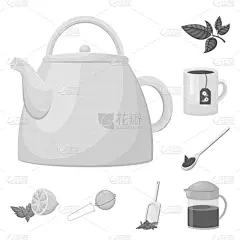 绿色,黑色,图标集,茶,饮料,杯,灰色,食品,莫诺湖,烹调用具
