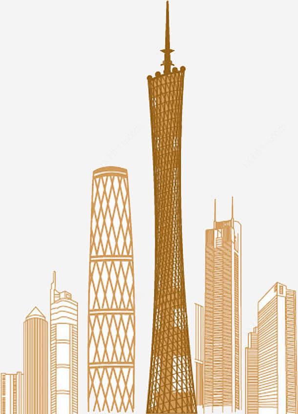手绘广州著名建筑png免抠素材_新图网 https://ixintu.com 广州元素 城市建筑 地标标志 广州塔 分子结构 琶洲展馆 雕像 ...