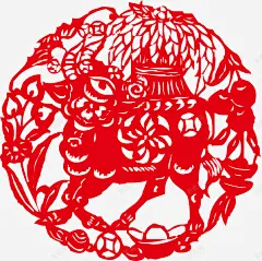 2021年牛年剪纸红色新年春节喜庆插画窗花AI矢量 免抠png 设计图片 免费下载 页面网页 平面电商 创意素材