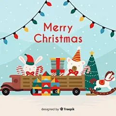 (源站可下源文件)可爱的圣诞作文，配有色彩缤纷的玩具/Lovely christmas composition with colorful toys