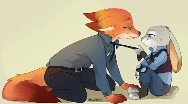 zootopia 疯狂动物城～ 狐兔cp 狐尼克＆兔朱迪 兔子 狐狸-花瓣网