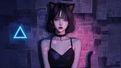 兽耳 猫耳美女 短发 猫尾巴 4k动漫壁纸 3840*2160