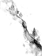 水墨山水风景画古典水彩水墨晕染国画PNG免抠高清透明PS设计素材