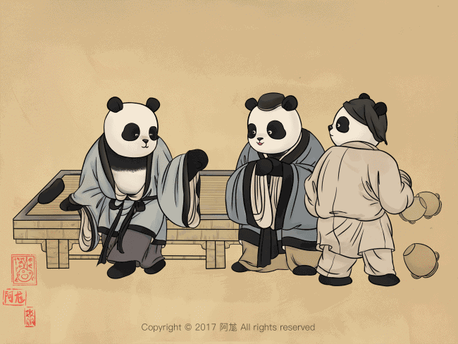 你看过熊猫滚滚中外古典名画GIF嘛？ :...
